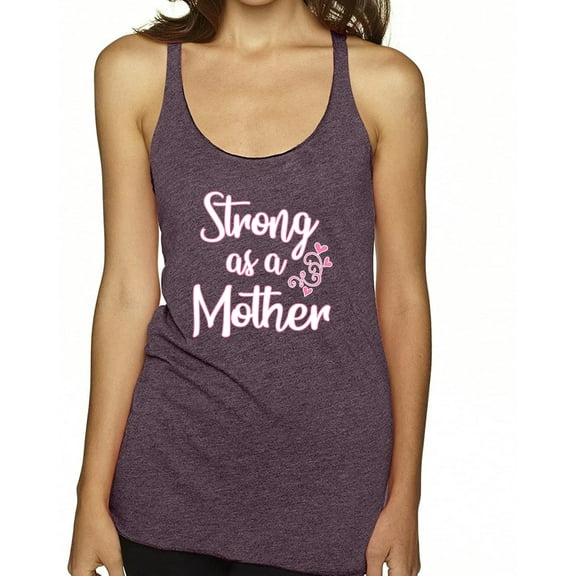Wild Bobby, Strong as a Mother Mother's Day Tri-Blend Racerback Tank Top, Purple Vintage, Large