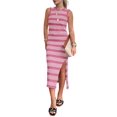 thumbnail image 1 of Vestido PRETTYGARDEN Ajustado Midi Sin Mangas a Rayas XXL, 1 of 5