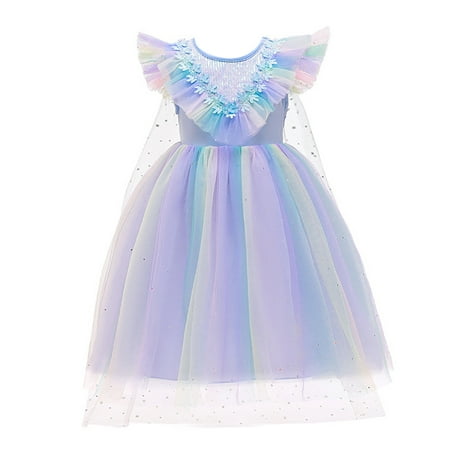 

Phenas Elsa Princess Dresses for Girls Kids Birthday Party Dress Up with Detachable Cloak 3-11 Years