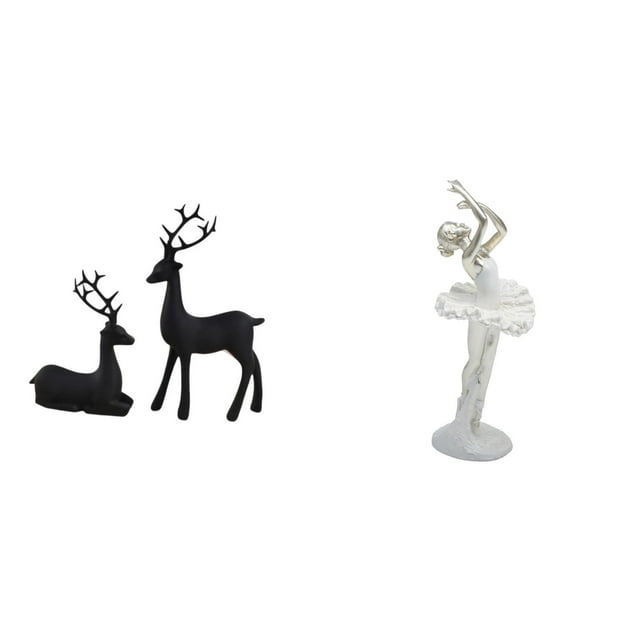 Estatua de reno,Estatua de reno negro,decoración del hogar,arte y artesanía,Figura de ciervo de resina coleccionable,regalo para balcón,Figura de escritorio,Estatua de bailarina,adorno de