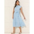 thumbnail image 4 of DARING DIVA Midi Ruffled Sleeve Mock Neck Casual Dress XL Blue, 4 of 6