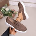 thumbnail image 4 of Miluxas Suede Loafers Flats for Women, Women’s Slip On Loafers, Comfortable & Lightweight Womens Dressy Casual Walking Shoes Brown 5.5(36), 4 of 9