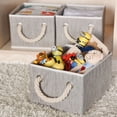 thumbnail image 1 of StorageWorks Fabric Storage Bins with Handles, Collapsible Storage Boxes for Closet, Decorative Baskets for Shelf, 3-Pack, Medium, Gray, 8.7" x 11.4" x 6.7", 1 of 6
