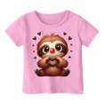 thumbnail image 4 of WEIYLL Girls T Shirts and Tops 3D Cartoon Sloth Print Sports Casual Comfortable Short Sleeve Kids Clothing for 6-7 Years, 4 of 4