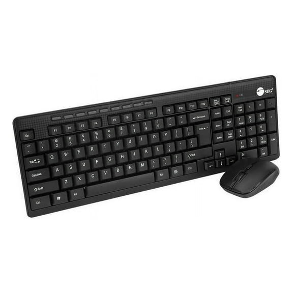 SIIG Wireless Extra-Duo Keyboard & Mouse - USB 2.0 Wireless RF - 102 Key - Black - USB 2.0 Wireless RF - Optical - 1600 dpi - Scroll Wheel - QWERTY - Black - Internet Key, Email, Multimedia Hot Key...