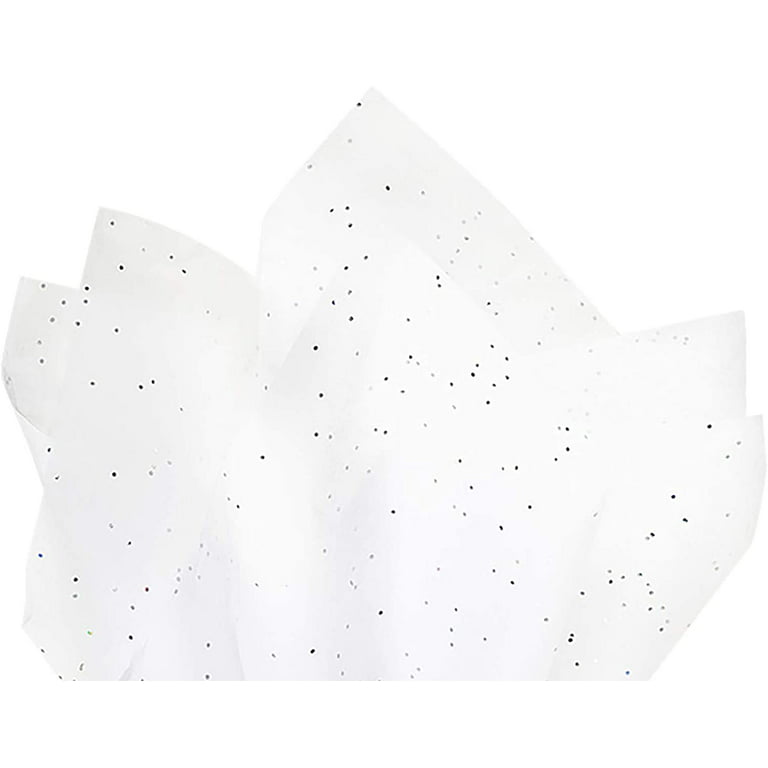 Made in USA 50-Sheet Gemstone Glitter Gift Tissue Paper Pack, 20 X 30  (White Diamond) 
