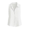thumbnail image 6 of BADHUB Women Tank Tops Sleeveles Button Down Sleeveless Tanks Vest Blouse T Shirt Tunic Tops Solid Color Clothes White L, 6 of 6