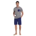 thumbnail image 3 of GIRUNS Men's Pajama Sets 2 piece Sets Crew Neck Shorts Sleeve and Shorts with Pocket Pjs Sleepwear Set Navy Blue XL, 3 of 7