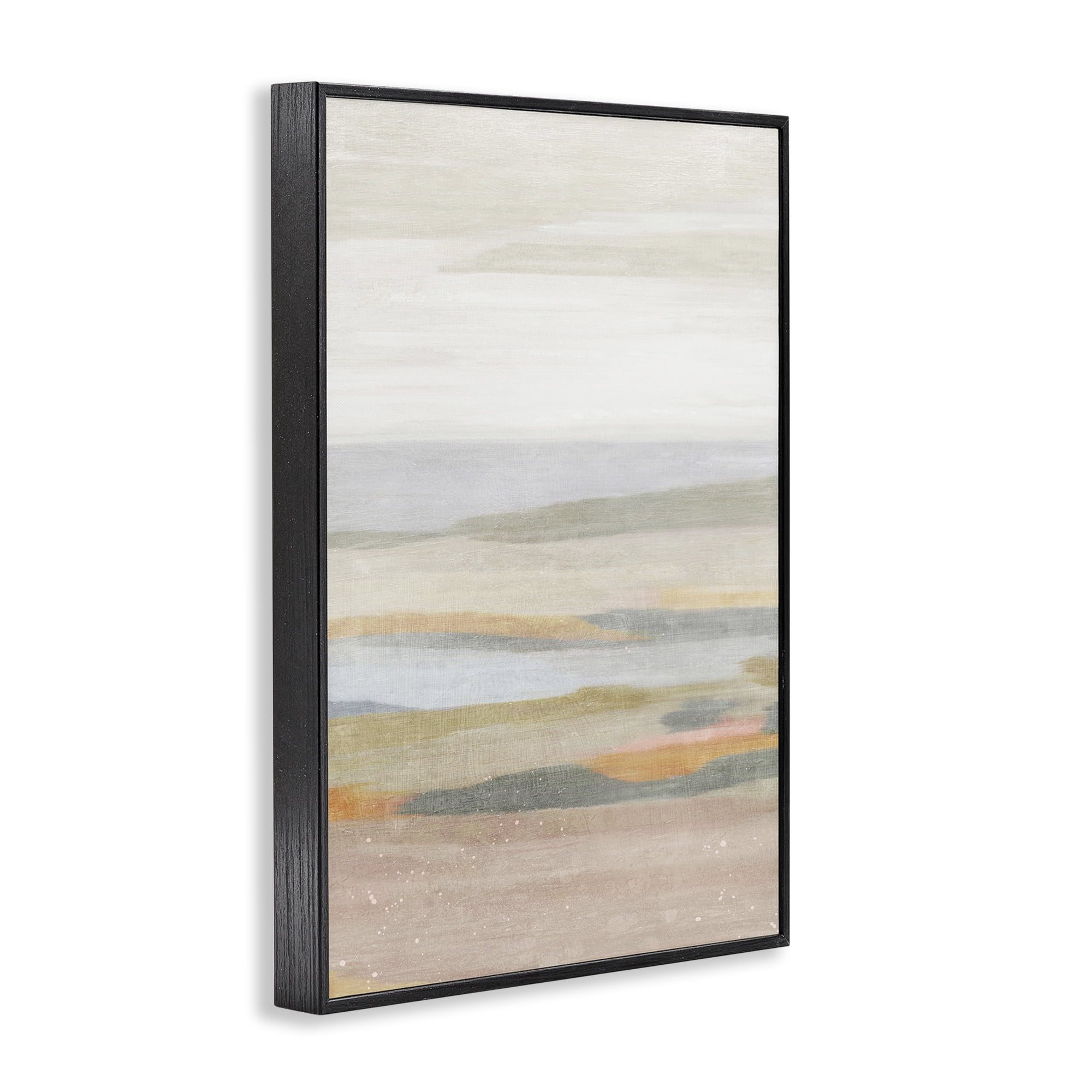 Stupell Industries Calming Neutral Beach Coastal Painting Black Framed Art Print Wall Art, 12 x 18