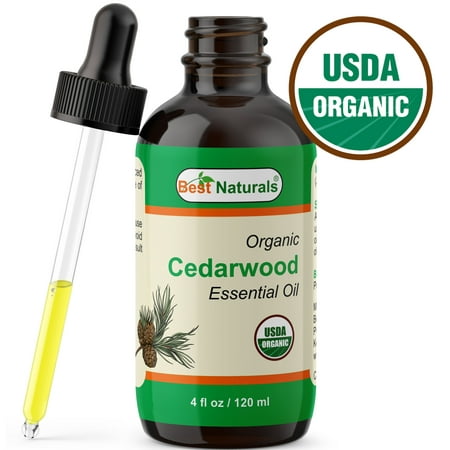 Best Naturals Certified Organic Cedarwood Essential Oil with Glass Dropper Cedarwood 4 FL OZ (120