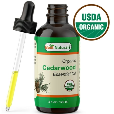 Essential Cedar Best Naturals Certified Organic Cedarwood Essential Oil with Glass Dropper Cedarwood 4 FL OZ (120 ml) ()