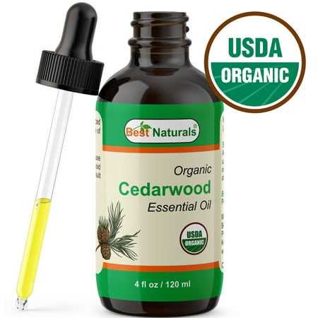 Best Naturals Certified Organic Cedarwood Essential Oil with Glass Dropper Cedarwood 4 FL OZ (120 (Best Natural Oil For Lips)