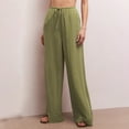 thumbnail image 2 of Lmnyox Cotton Linen Pants for Women Summer Wide Leg Drawstring Palazzo Pants Flowy Vacation Trousers, 2 of 7