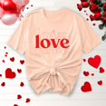 thumbnail image 1 of TIMIFIS T-Shirts à Manches Courtes de la Saint-Valentin pour Femmes Mode Décontractée Col Rond T-Shirt Imprimé Cœur d'Amour T-Shirt d'Été Ample Col Rond T-Shirts, 1 of 4