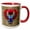 Red/White, variant on 3drose, Red and Blue Egyptian Scarab Beetle on Hieroglyph Wall Design., 11oz Two-tone Red Mug