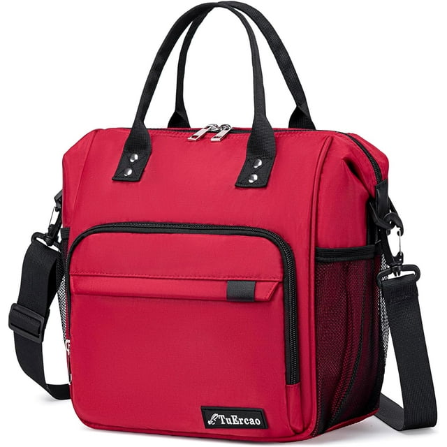 Boîte à Lunch Rouge pour Femmes pour le Travail Sac à Lunch Isolé pour Femme Adulte, Sac à Lunch Mode pour Dames