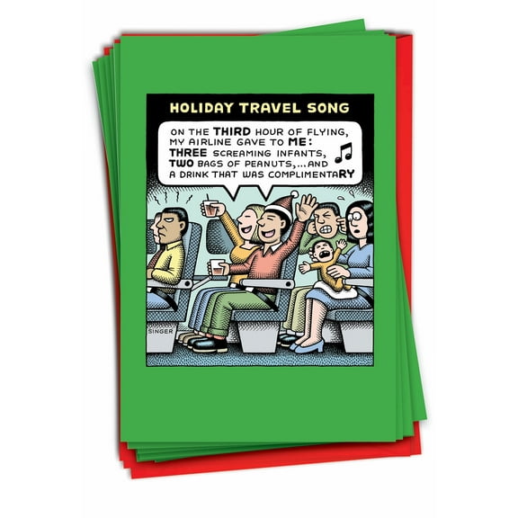 12 Funny Merry Christmas Cards Bulk (1 Design, 12 Cards) - Holiday Travel Song B2464XSG