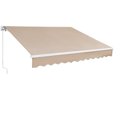 VEVOR Manual Retractable Awning, 12 x 10 ft Outdoor Patio Awning Retractable Sun Shade, Water-Resistant Polyester Patio Door Window Awning Sunshade Shelter with Crank Handle for Backyard, Balcony