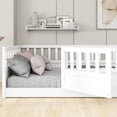 thumbnail image 6 of [Luckynote]Twin Size Floor Bed - Montessori Solid Wood Platform with 21.5" Security Barrier & Lockable Door, Natural Pine, No Box Spring Needed, 6 of 16