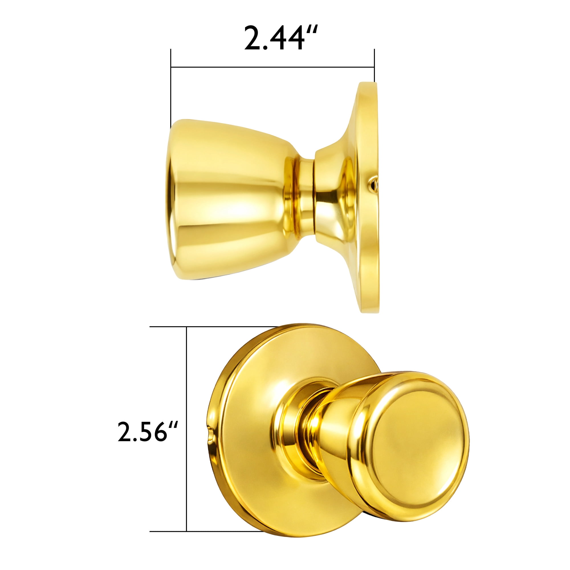 Polished Brass Dummy Door Knob, Closet and French Door, Left or Right Hand