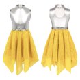 thumbnail image 2 of Aislor Big Girls Kids Sparkly Metallic Irregular Hem Lyrical Ballet Dance Dress Latin Modern Contemporary Dancewear Yellow 10, 2 of 7