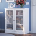 thumbnail image 2 of Palace Imports 100% Solid Wood 3-shelf Bookcase with Adjustable Shelves and Frosted Glass Doors, White, 2 of 5