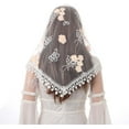thumbnail image 5 of Triangle Lace Veil Mantilla Catholic Church Veils Infinity Chapel Veil Wedding Veils Scarf Head Covering Latin Mass, 5 of 6
