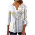 thumbnail image 2 of Vivianyo HD Women's 3/4 Sleeve Blouse Women Fashion Printed Casual V-Neck Short Sleeve Loose T-Shirt Blouse Tops, 2 of 5