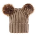 thumbnail image 1 of Gorro para padres nuevos, gorro de bebé con rosca de otoño e invierno europeo y americano, gorro tejido con bolas de pelo doble, gorro, 1 of 6