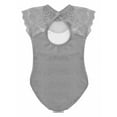 thumbnail image 4 of iiniim Youth Girls Gymnastics Leotard Floral Lace Ballet Dance Leotard Athletic Shirt Dancewear 5-16 A Grey 7-8, 4 of 7