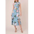thumbnail image 4 of Adrianna Papell Tie Neck Sleeveless Zipper Back Floral Print Slit Side Crepe Dress-BLUE MULTI / 0, 4 of 4