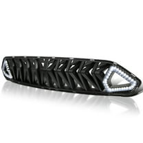 Spec-D Tuning Matte Black Shark Style Hood Grille w/LED Sequential Signal Compatible with 2018-2023 Ford Mustang