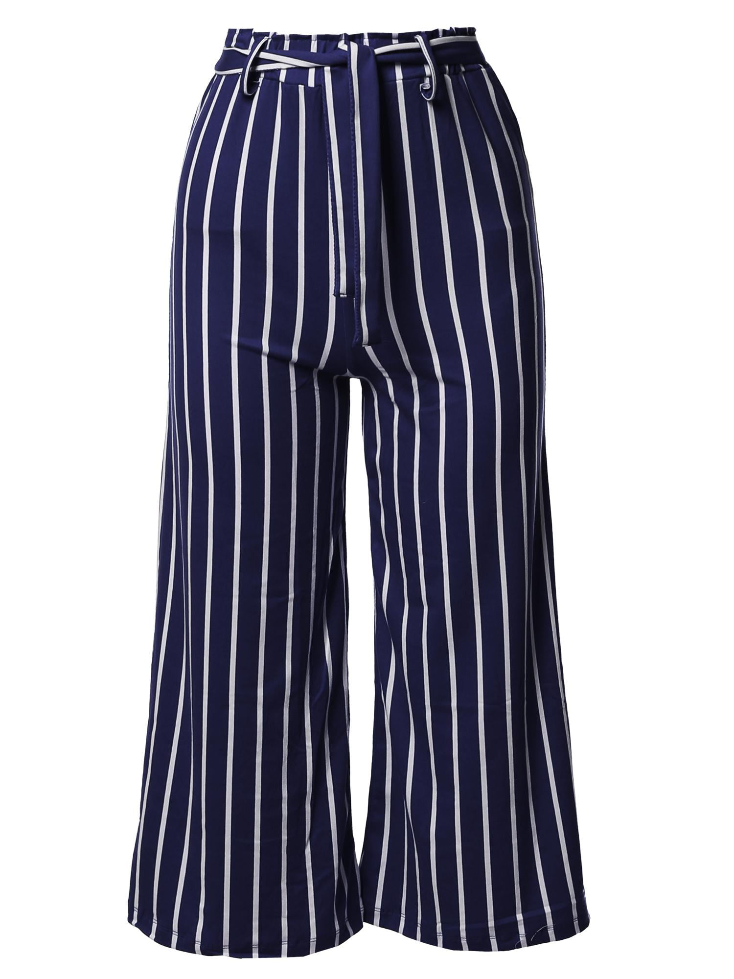 FashionOutfit Women's Casual Tie Waist Culottes Capri Length Pants ...