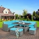 Costway 7 PCS Patio Rattan Dining Set Sectional Sofa Couch Ottoman Garden  Turquoise - image 2 of 10