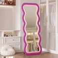 thumbnail image 3 of Nefoso Wavy Full Length Mirror, Freestanding Floor Mirror with Stand, 65"x24" Wall Mounted Mirror for Bedroom,Pink, 3 of 8
