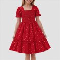 thumbnail image 2 of HCNTES Toddler Girls Children Summer Dress Short Sleeve Casual Party Dress for Little Kids Big Kids 1-7T 8-11T(7-8 Years,L04-Red), 2 of 7