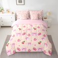 thumbnail image 2 of jejeloiu Chic Bowtie Bow 7-Piece Twin Bedding Sets,Sweet Cute Strawberry Bedding Comforter Set For Teens Reversible, 2 of 8