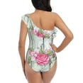 thumbnail image 5 of Gaeub Vintage Wood with Floral Women's One Shoulder Ruffle Tummy Control Swimwear for Swimming Surfing Beach Party - XX-Large, 5 of 8