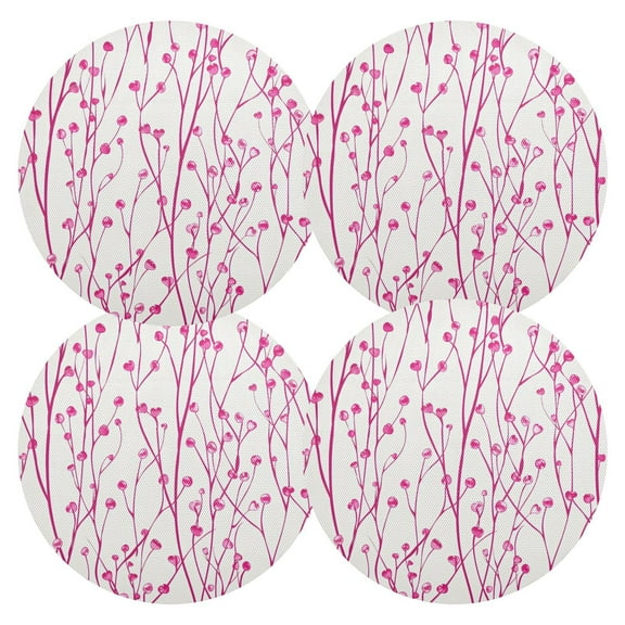 Ryvnso Floral with Heart Shape Round Plate Mats Dining Table Placemat Set of 4 for Holiday Decoration