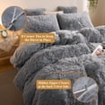 thumbnail image 7 of XeGe 3 Piece Fluffy Faux Fur Duvet Cover Set Queen, Luxury Ultra Soft Velvet Shaggy Plush Bedding Set, Fuzzy Comforter Cover with 2 Furry Pillow Cases, Zipper Closure, Queen Size, Light Grey, 7 of 7