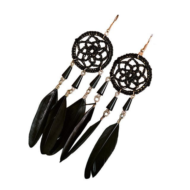 Qarigey Pendientes bohemios colgantes largos 1 par hermoso con diseño de atrapasueños cómodo para mujeres niñas negro Type3 NO3