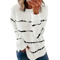 thumbnail image 1 of Sweat-shirt Décontracté à Col Rond à Manches Longues Imprimé à Rayures et Mollet, 1 of 6