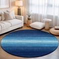 Abstract Blue Gradient Round Rug 3ft Retro Pastoral Linen Texture ...
