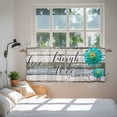 thumbnail image 4 of Teal Floral Tier Curtains, Farmhouse Green White Blue Wooden Light Filtering Kitchen Curtains, 2Pcs Rod Pocket Half Window Treatments Panels for Sink Cafe Cabinet Camper 27.5x24 Inches, 4 of 9