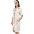 thumbnail image 5 of Bimba Off White Floral Print Rayon Women's Sleepshirt Night Shirt With Pockets - 4, 5 of 9