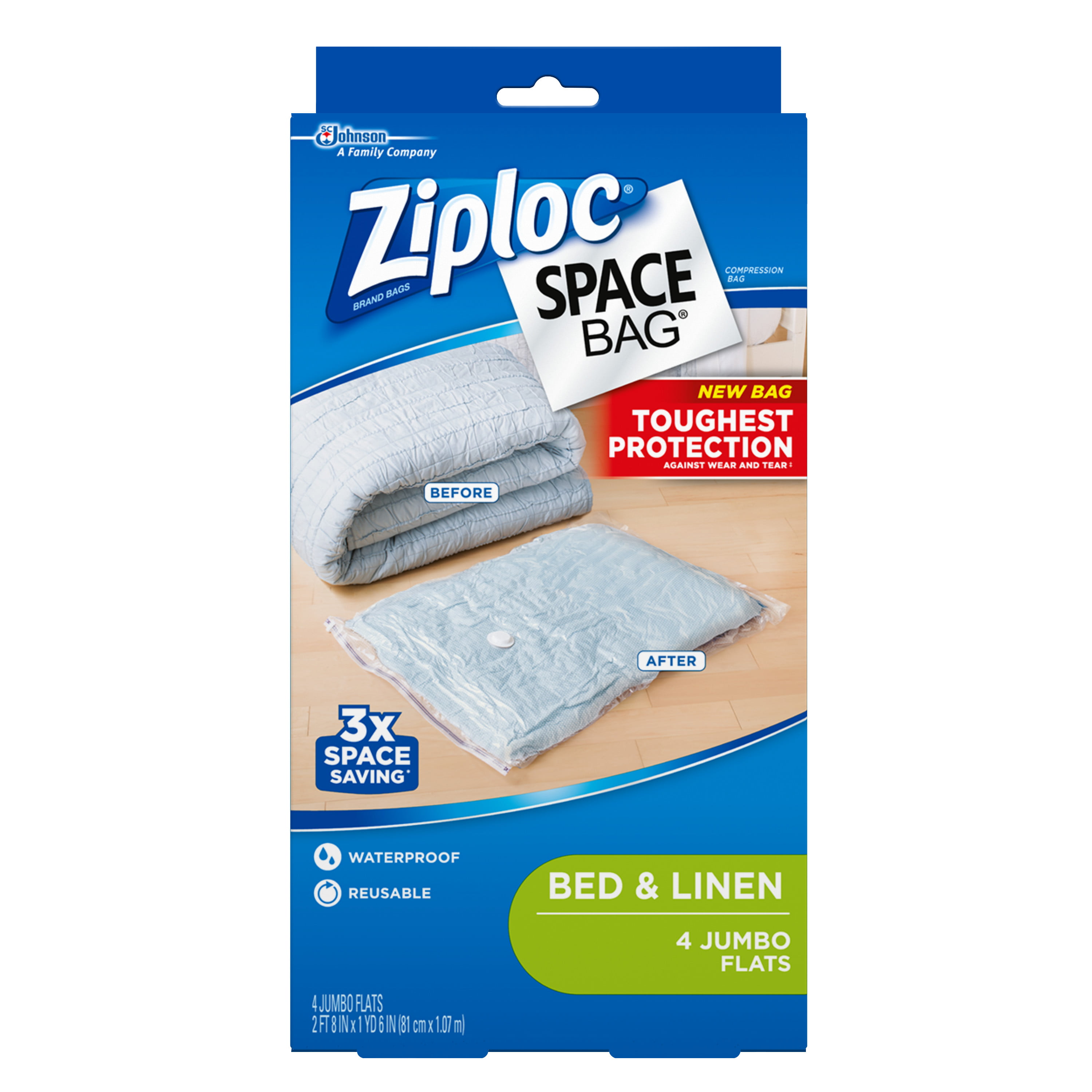 Ziploc Space Bags, Jumbo Flat, 4 ct - Walmart.com - Walmart.com