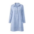 thumbnail image 5 of Mlkoz Fall Dresses for Women Casual Striped Collared Shirt Dress Long Sleeve With Pockets Fitted Waist Daily Wear, 5 of 6