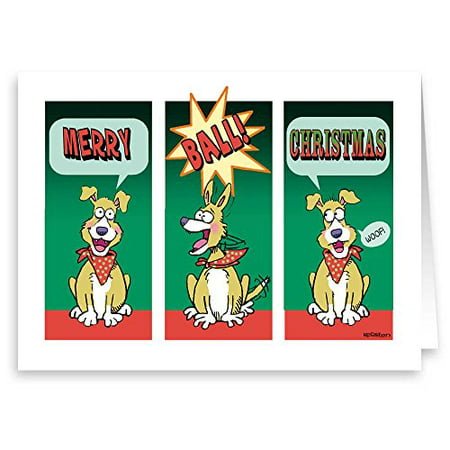 Funny Dog Christmas Card - 18 Boxed Cards and Envelopes
