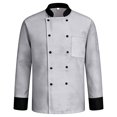 thumbnail image 6 of Hearthz Unisex Chef Coat Work Jackets for Men Women Long Sleeves Men's Chef Coat Restaurant Kitchen Chef Uniform Work Uniforms (Light Gray,4XL), 6 of 6