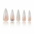 thumbnail image 2 of Press on Nails Long Stiletto Fake Nails Glossy Glue on Nails Sharp Almond Acrylic Nails Natural Ombre Artificial Nails Bling Glitter Stick on False Nails with Rhinestone Design 24 pcs 02244-01Nude, 2 of 4